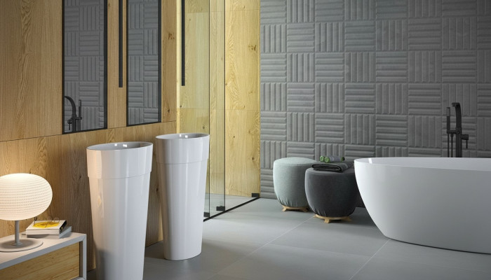 Lavabo de diseño moderno de acrílico para baño, pedestal independiente.