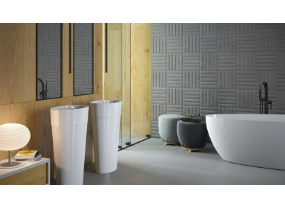 Lavabo de diseño moderno de acrílico para baño, pedestal independiente.