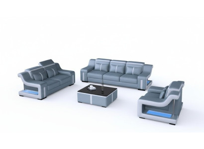 Conjunto de sofá de diseño con USB, juego de sala de estar 3+2+1 + mesa de centro moderna