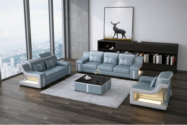Juego de muebles de sala de estar, sofá de cuero, sofá, sillón, conjunto de asientos tapizados 3+2+1.