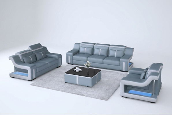 Juego de muebles de sala de estar, sofá de cuero, sofá, sillón, conjunto de asientos tapizados 3+2+1.
