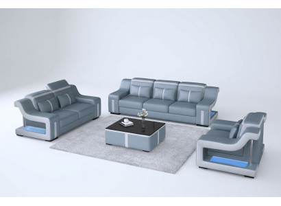 Juego de muebles de sala de estar, sofá de cuero, sofá, sillón, conjunto de asientos tapizados 3+2+1.