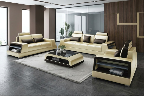 Juego de sala de estar: sofá de cuero, sofá, muebles acolchados, conjunto 3+2+2.