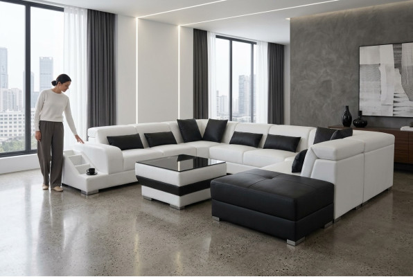 Modernos cojines de asiento conjunto de sala de estar sofá esquinero USB en forma de U nuevo