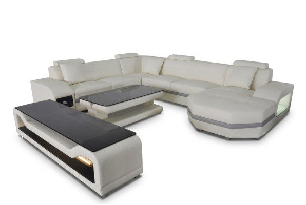 Sofá esquinero de cuero, conjunto de esquina, sofá esquinero, sofá, sofá seccional, mesa acolchada, USB.