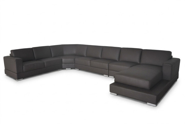 Esquina de cuero moderno sofá de esquina de sofá de cuero U-forma de cuero XXL con USB, nuevo.
