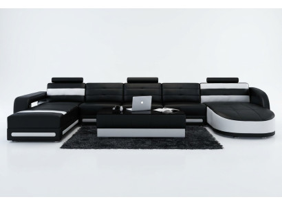 Sofá de cuero Sofá Chaise longue Esquinero Conjunto de sofás Moderno diseño de sofá con USB