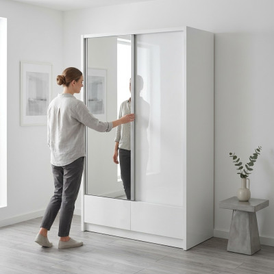 Garderobe Almacenamiento 130 cm Estantería Armario Archivo Puertas correderas Oficina