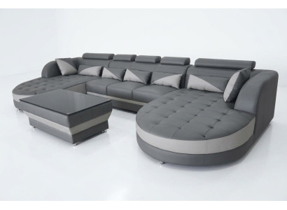 Sofá de esquina Diseño Conjunto de esquina Sofá Sofá Tapizado Sala de estar Mesa USB