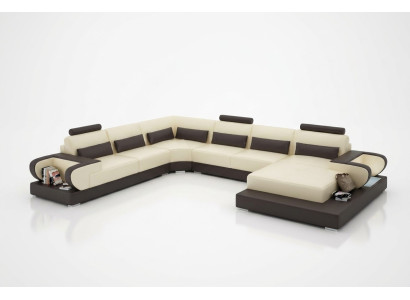 Sofá de cuero con USB, sofá esquinero de diseño moderno, seccional de salón, sofá de esquina.