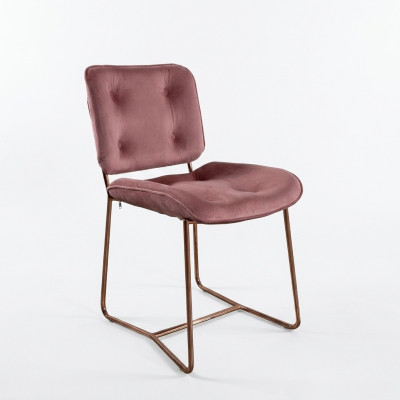 Silla rosa de diseño de una sola plaza, sillón tapizado, silla de metal.