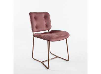 Silla rosa de diseño de una sola plaza, sillón tapizado, silla de metal.
