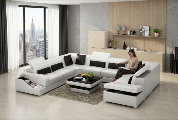Mueble de salón - Sofá de esquina moderno con USB
