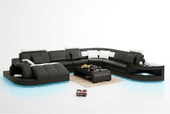Sofá de cuero, sofá, conjunto de sala, sofá esquinero, set de esquina, diseño moderno, nuevo sofá +USB