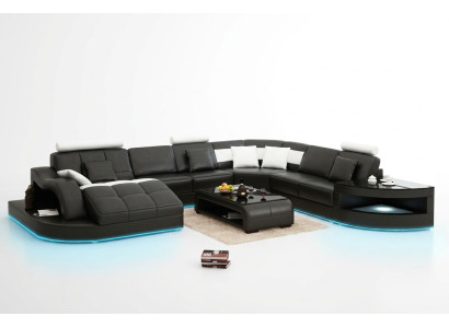 Sofá de cuero, sofá, conjunto de sala, sofá esquinero, set de esquina, diseño moderno, nuevo sofá +USB