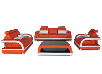 Sofá Sofá de cuero Acolchado Asiento Conjunto de sofás 3+2+1 USB + Juego de mesa Sofá de diseño