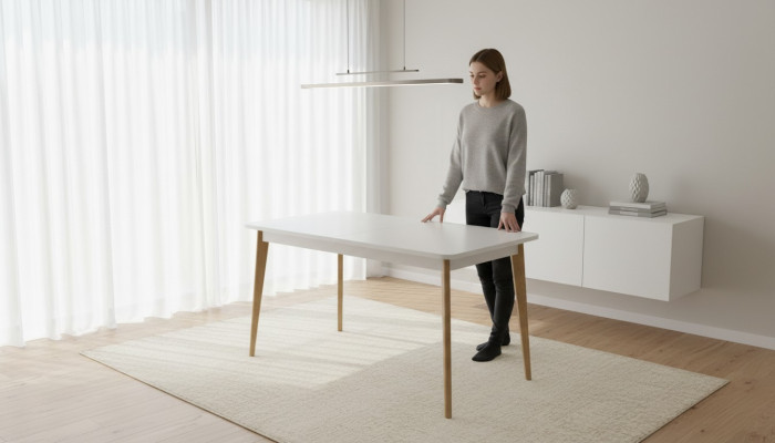 Mesa de comedor moderna de madera, mesa extensible de madera 140/180 cm para comedor.