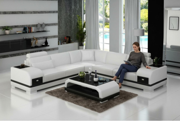 Sofá de cuero Sofá sofá Sofá de esquina Conjunto de esquina Diseño de sofá moderno G8013B