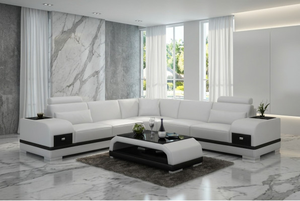 Sofá de cuero Sofá sofá Sofá de esquina Conjunto de esquina Diseño de sofá moderno G8013B