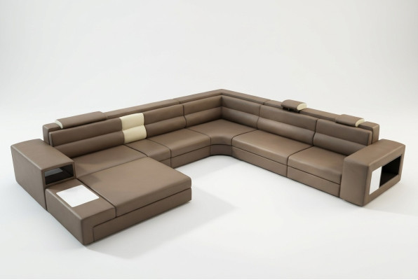 Sofá esquinero con USB Sofá Acogedor Conjunto de Cojines de Sofá Diseño Cuero Textil Salón
