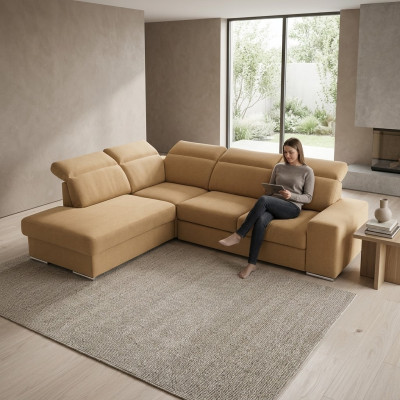 Sofá esquinero en forma de L AVANT sofá de esquina con función de cama sofá esquinero salón familiar
