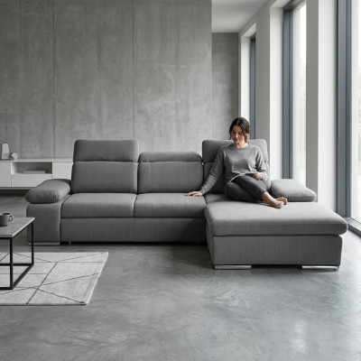 Sofá esquinero en forma de L gris Sofá esquinero con cajón-cama Sofá de salón Sofás