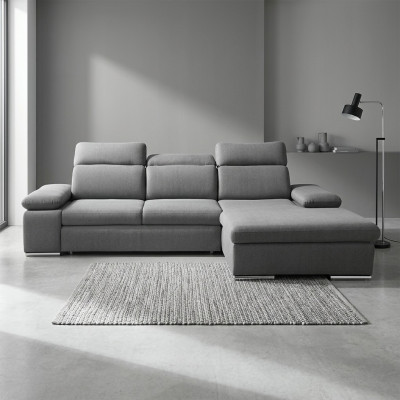 Sofá esquinero en forma de L gris Sofá esquinero con cajón-cama Sofá de salón Sofás