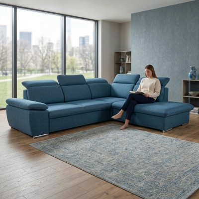 Sofá esquinero en forma de L con cama, sofá esquinero, sofá cama, almacenamiento debajo de la cama, sala de estar.