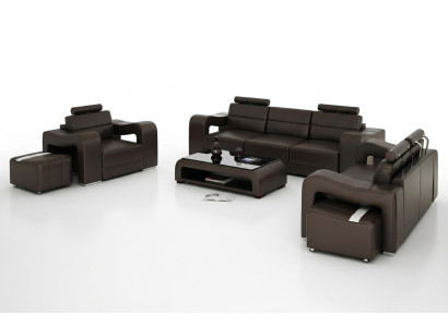Sofá de cuero conjunto de sofás de salón 3+2+1 plazas moderno diseño sofá USB nuevo