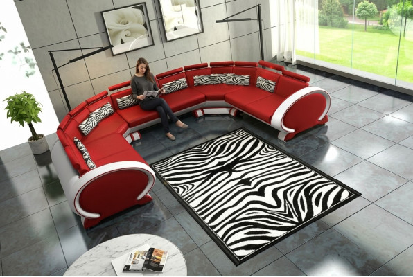 Sofá de cuero con USB, sofá tapizado, conjunto de sofás, sofá de salón, sofá de esquina, sofá rojo.