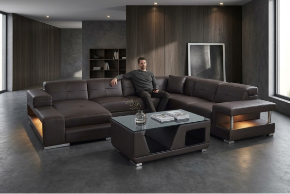 Wohnlandschaft Ecksofa Polster Sitzecke Sitzgarnitur Ledersofa Sofa Couch + USB  Sofá esquinero de salón tapizado, conjunto de asientos, sofá de cuero, sofá, sofá + USB.