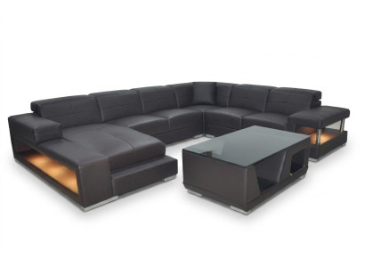 Wohnlandschaft Ecksofa Polster Sitzecke Sitzgarnitur Ledersofa Sofa Couch + USB  Sofá esquinero de salón tapizado, conjunto de asientos, sofá de cuero, sofá, sofá + USB.