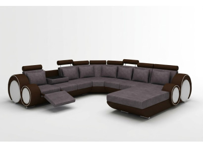 Sofá textil con USB, sofá de salón XXL de tela, sofá grande con cojines en forma de U, nuevo.