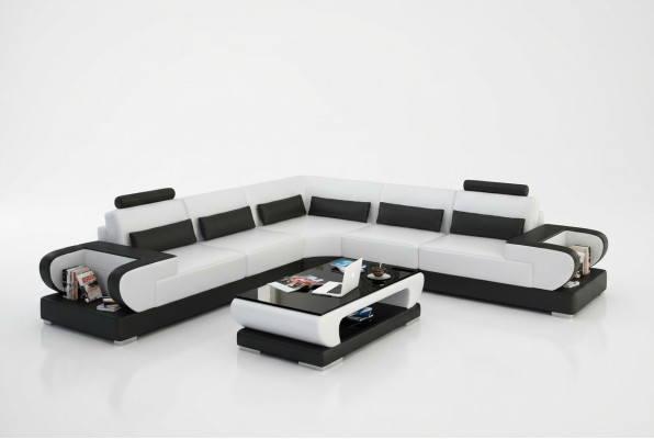 Sofá de cuero Sofá Salón Sofá rinconera Diseño Sofá moderno con USB Sofá de esquina
