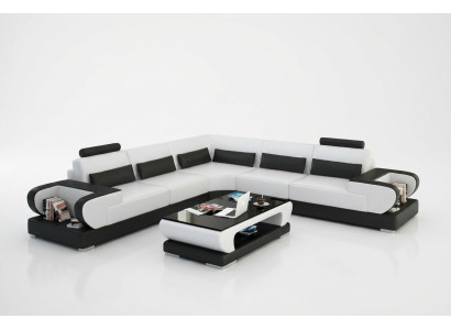 Sofá de cuero Sofá Salón Sofá rinconera Diseño Sofá moderno con USB Sofá de esquina