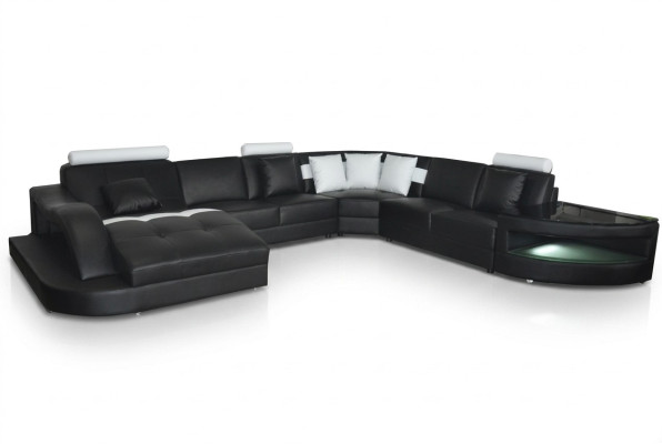 Sofás de cuero Conjunto de esquina diseño moderno con mesa Sofá USB L6015