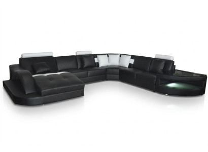 Sofás de cuero Conjunto de esquina diseño moderno con mesa Sofá USB L6015