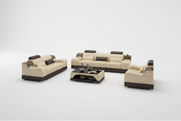 Conjunto de sofás Sofá Acolchado Sofá 3+1+1 Conjuntos de muebles de diseño de cuero de 3 piezas Juego completo.