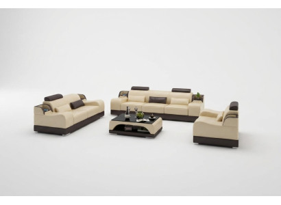 Conjunto de sofás Sofá Acolchado Sofá 3+1+1 Conjuntos de muebles de diseño de cuero de 3 piezas Juego completo.