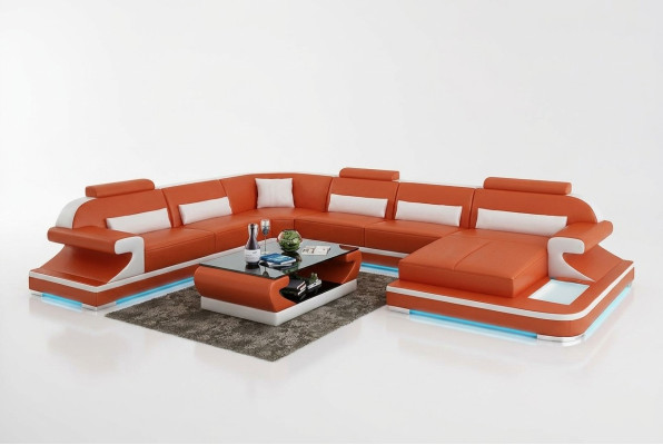 Sofá de cuero sofá sofá esquina sofá conjunto de esquinas moderno diseño de sofá con USB