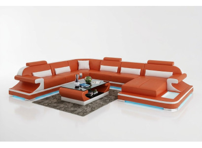 Sofá de cuero sofá sofá esquina sofá conjunto de esquinas moderno diseño de sofá con USB