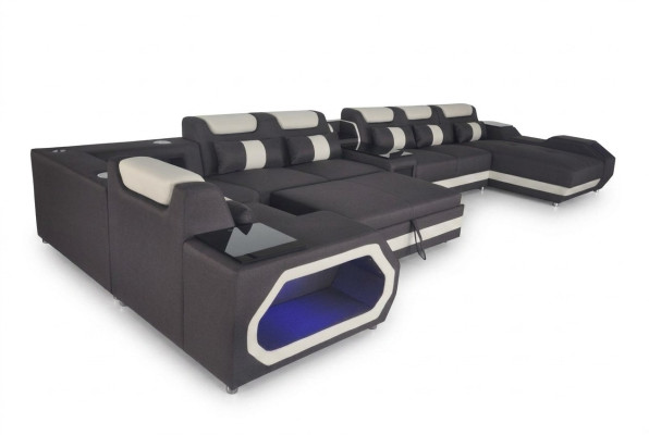 Sofá de lujo esquinero sofá moderno de estilo de vida Sofás sofá de esquina + luz + USB