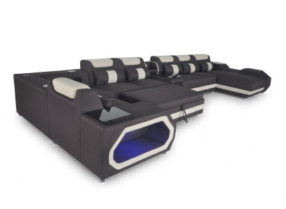 Sofá de lujo esquinero sofá moderno de estilo de vida Sofás sofá de esquina + luz + USB