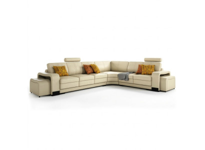 Sofá esquinero + USB, sofá acolchado conjunto de esquina de sofá de salón de cuero textil FrancoC