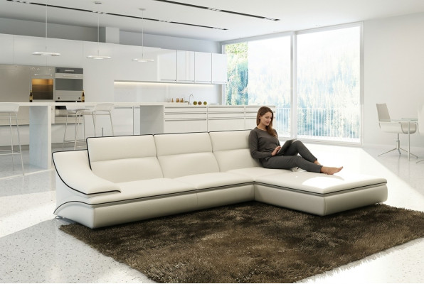 Sofá de cuero con USB, sofá de esquina de salón, conjunto de esquina, diseño, sofá moderno A1160C.