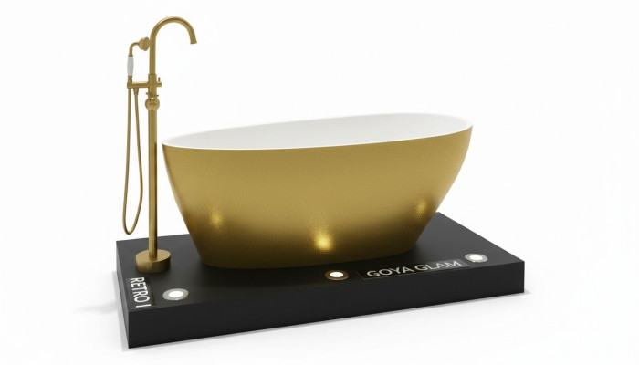Mezclador independiente de color dorado para bañera.