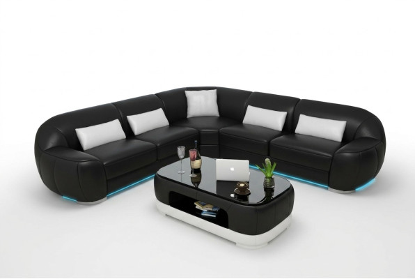 Sofá de cuero Sofá Sofá en forma de L Sofá de esquina Conjunto moderno de sofás Hecho a medida con USB