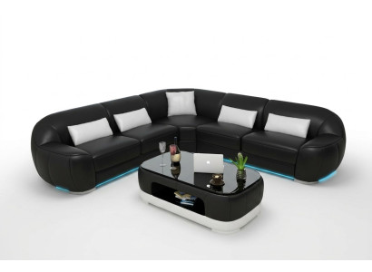 Sofá de cuero Sofá Sofá en forma de L Sofá de esquina Conjunto moderno de sofás Hecho a medida con USB