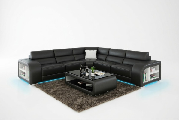 Sofá de cuero Sofá conjunto de esquina Paisaje de vida Sofá de esquina Conjunto de esquina Sofá de diseño USB Fabricación a medida