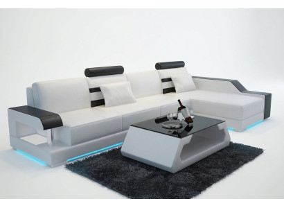 Sofá de cuero a medida, sofá modular de esquina de diseño con USB, nuevo.